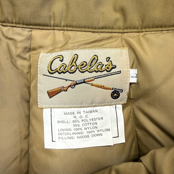 VTG  Cabelas Hunting Pants Goose Down Puffer Cargo Brown Mens Size Large - Picture 6 of 14